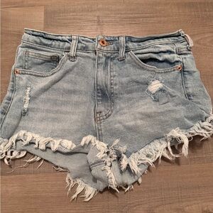 Celebrity Pink Light Blue Distressed Jean Shorts